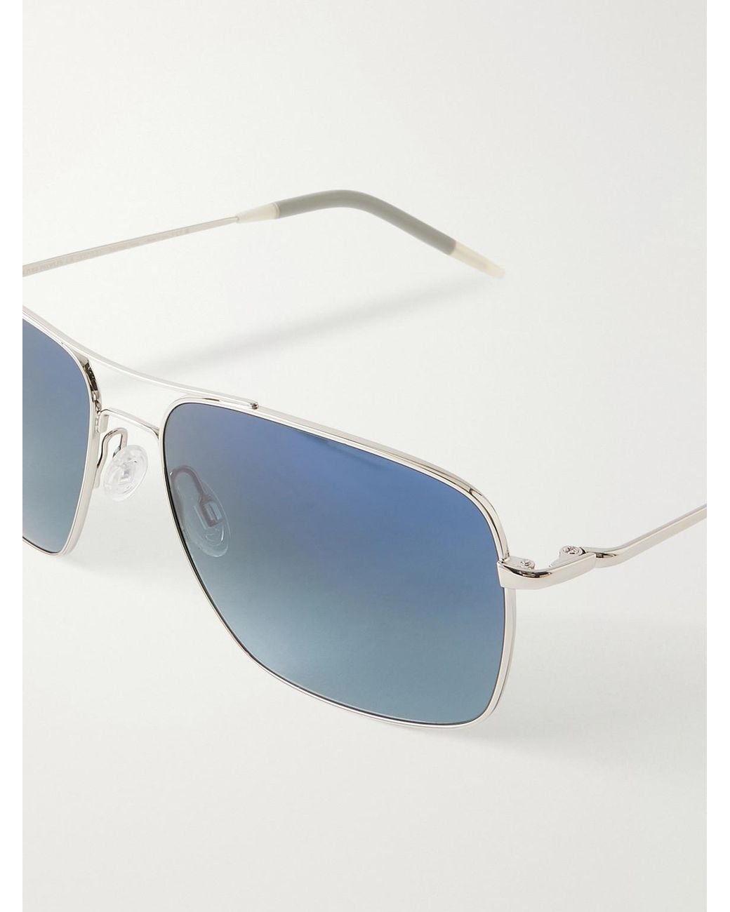 Oliver Peoples Blue Clifton 58 Double-bridge Aviator-style Silver-tone Metal Sunglasses for men