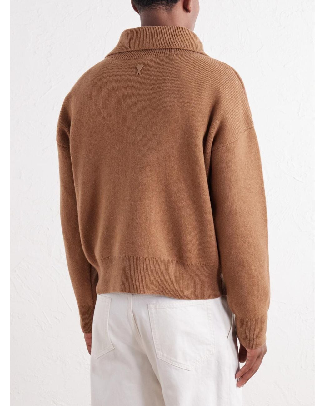 AMI Brown Merino Wool Sweater for men