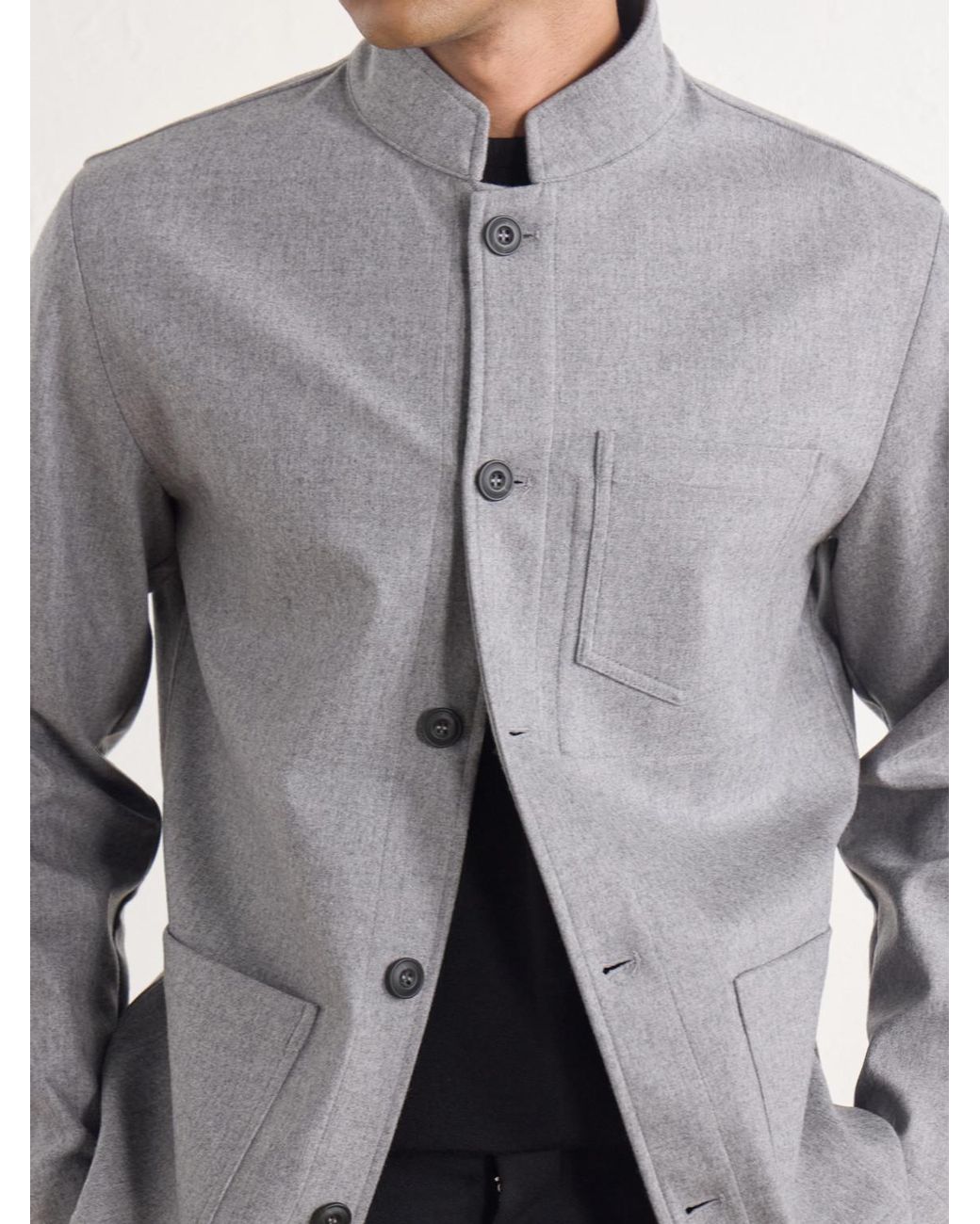 Altea Gray Pablo Wool-blend Flannel Blouson Jacket for men
