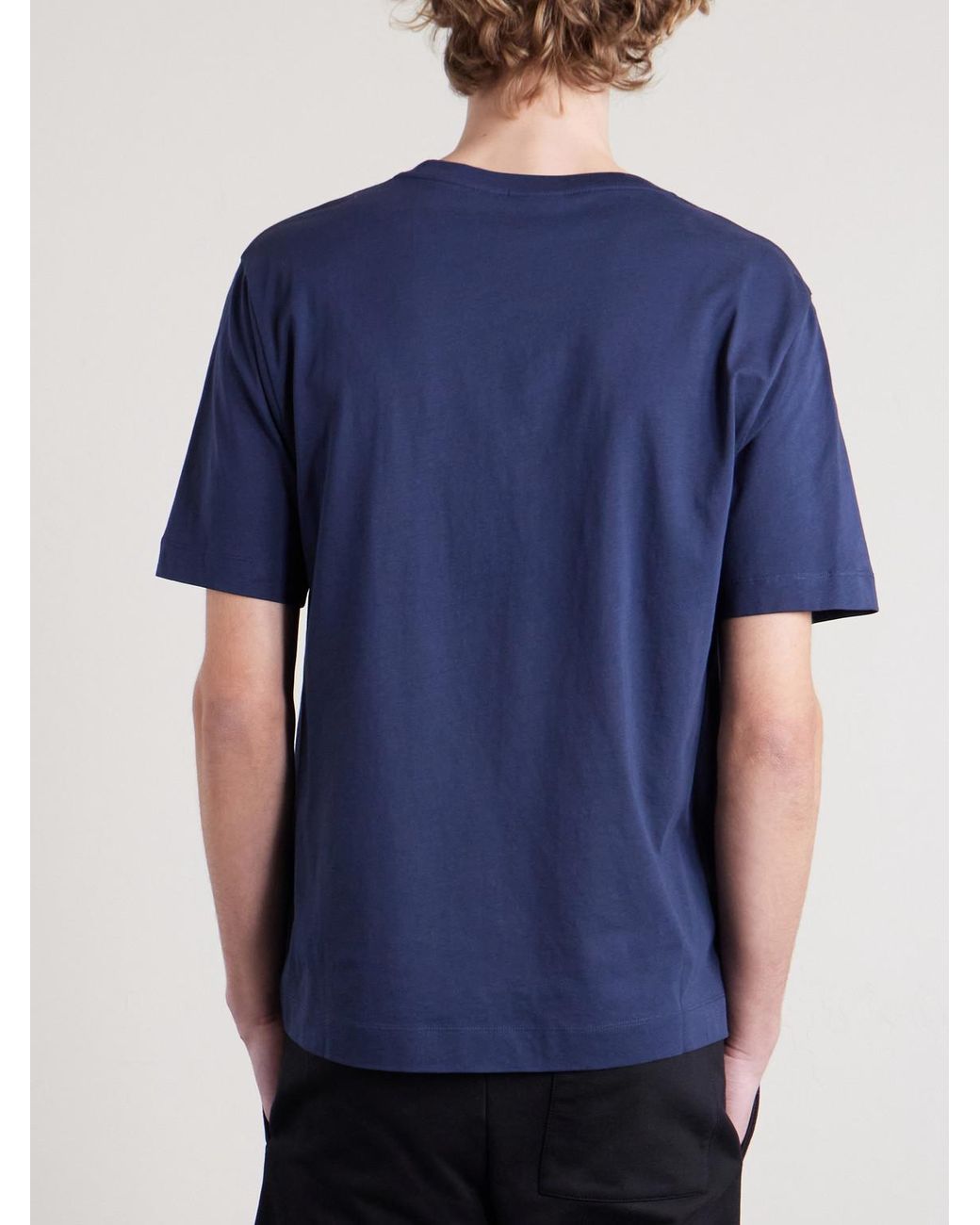 Dries Van Noten Blue Cotton-Jersey T-Shirt for men
