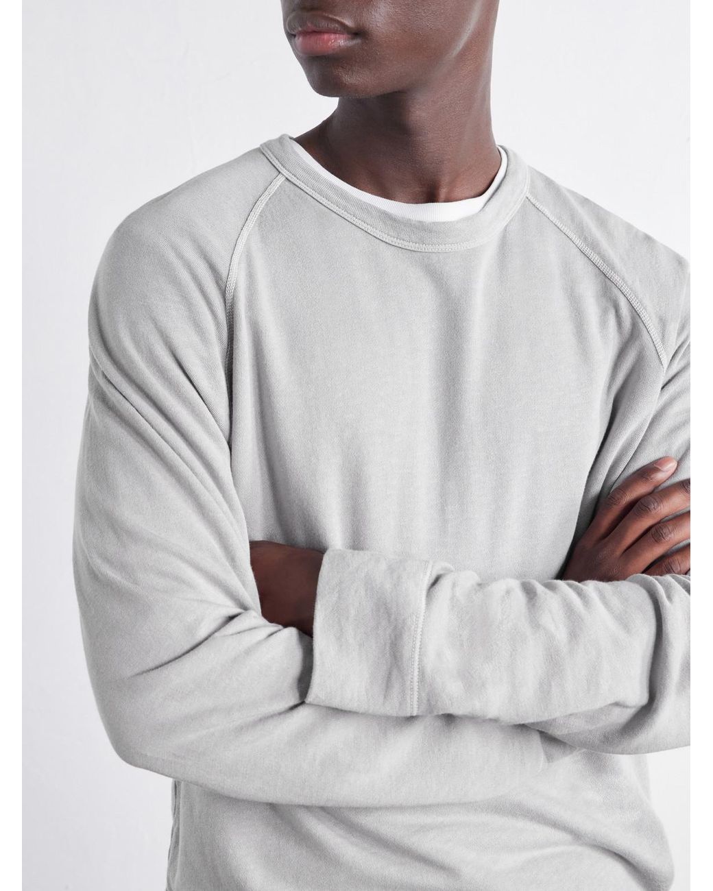 James Perse White Garment-Dyed Loopback Supima Cotton-Jersey Sweatshirt for men