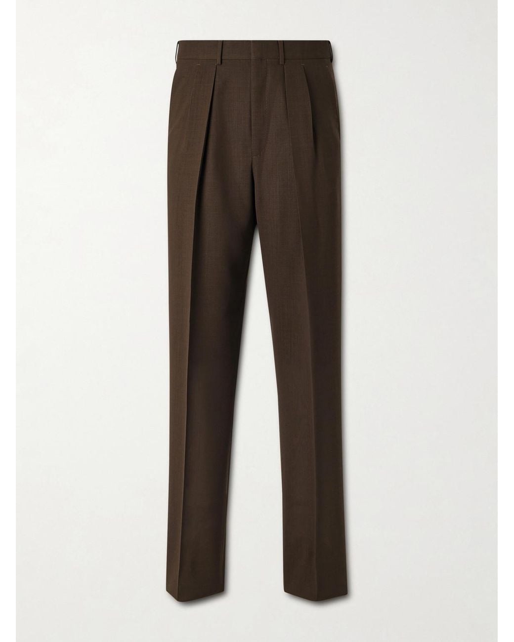 Tom Ford Brown Pleated Wool Wide-leg Trousers for men