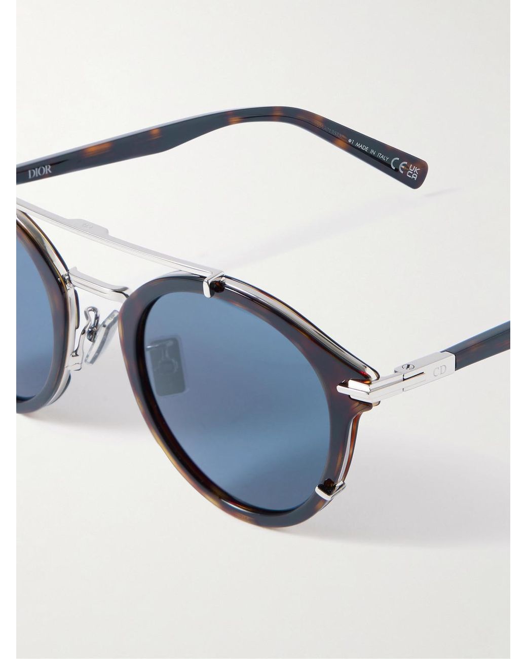 Dior Blue Diorblacksuit R7U Tortoiseshell Acetate And-Tone Round-Frame Sunglasses for men