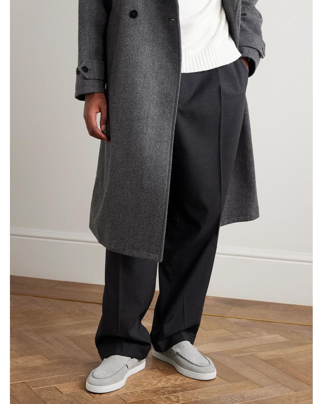 Christian Louboutin White Moonboat Suede Loafers for men
