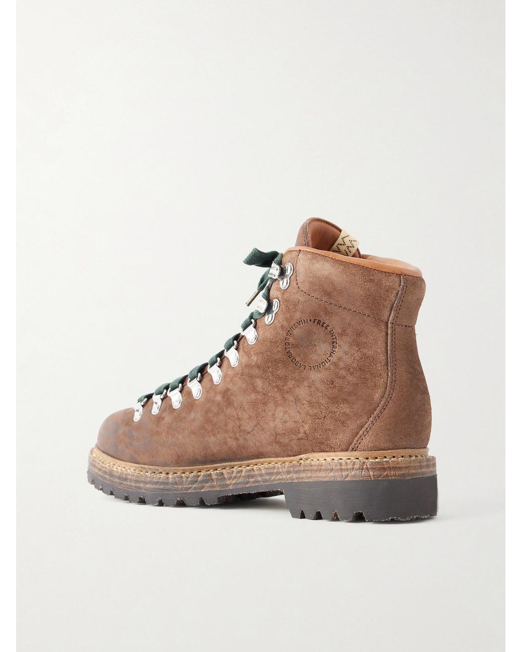 Visvim Brown Whymper Folk Distressed Leather Lace-Up Boots for men
