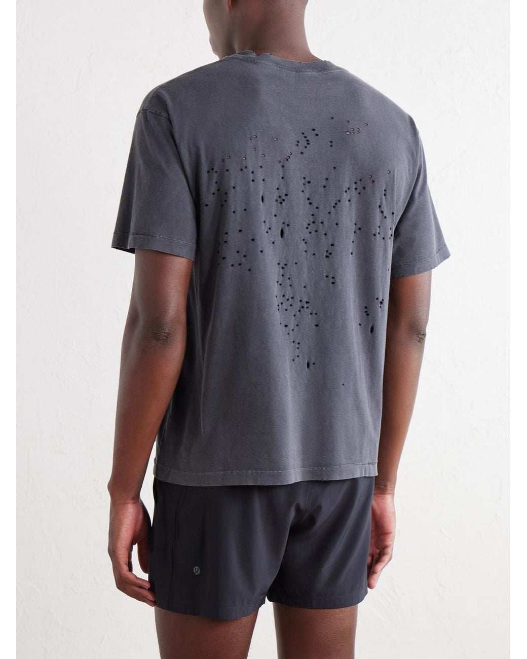 Satisfy Blue Logo-Print Distressed Mothtech Cotton-Jersey T-Shirt for men
