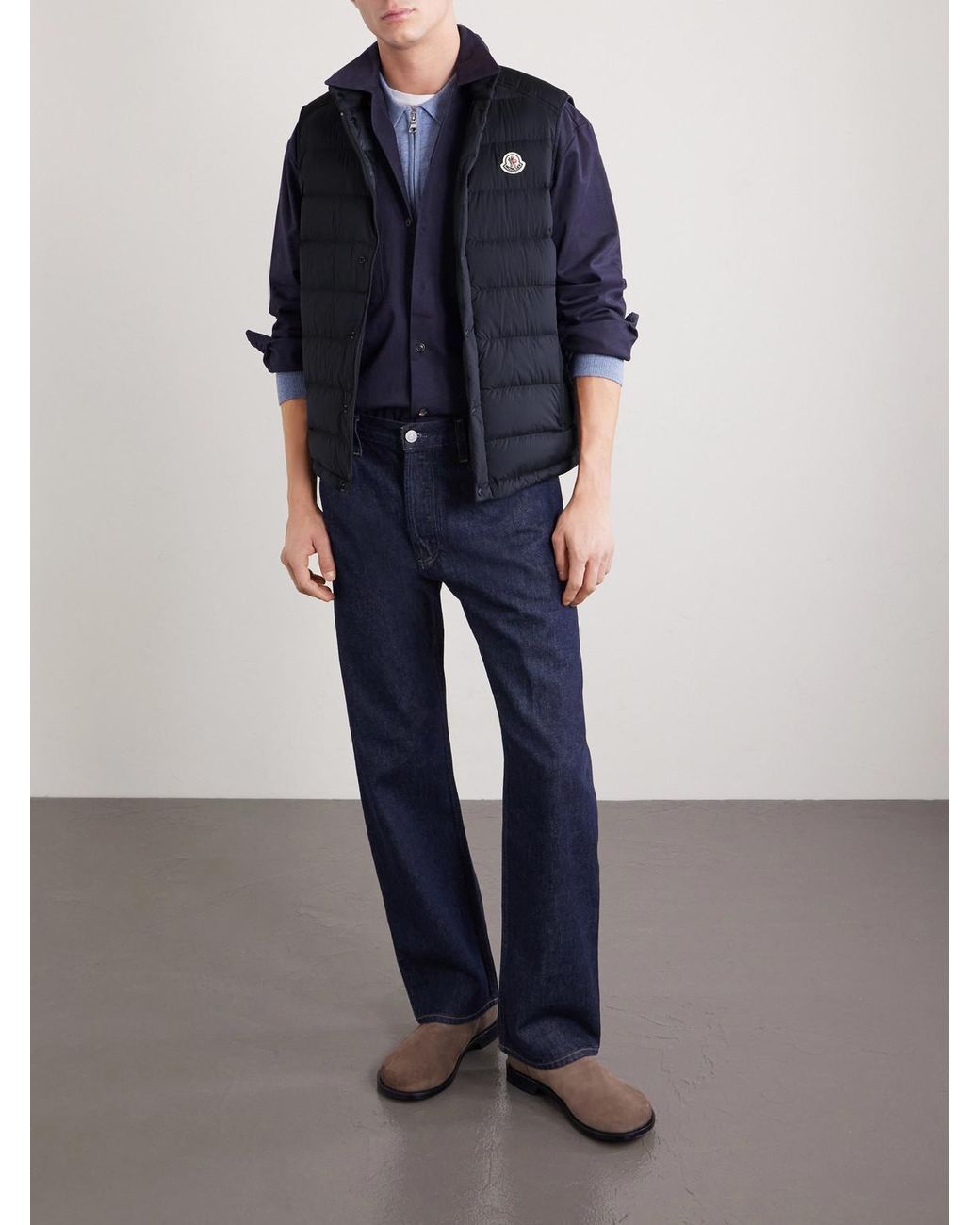 Moncler Blue Barthe Logo-Appliquéd Quilted Nylon Down Gilet for men