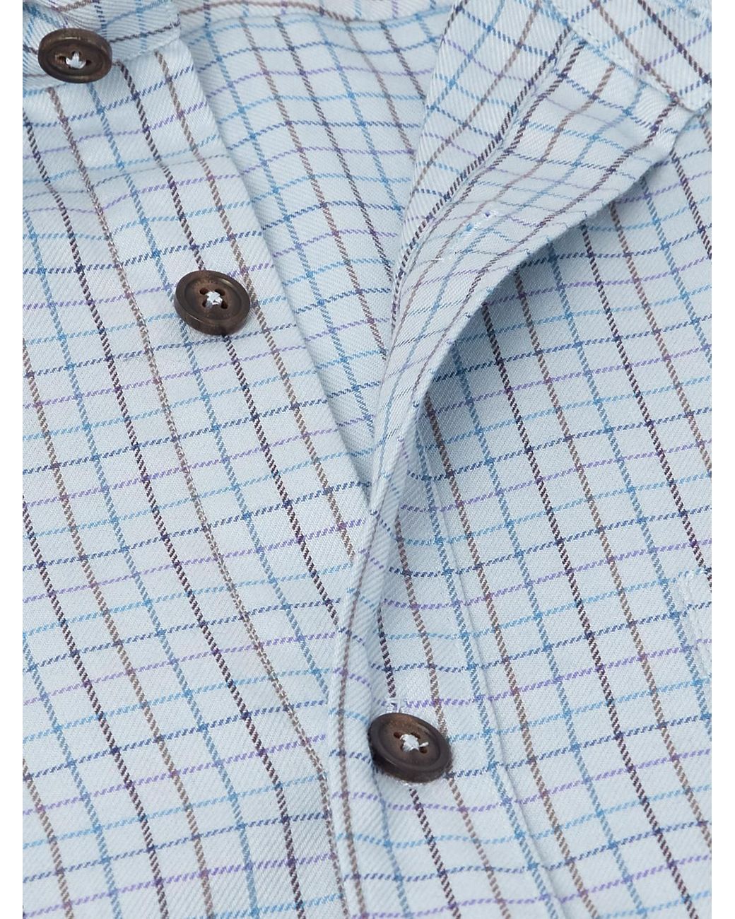 James Purdey & Sons Blue Checked Cotton And Cashmere-Blend Shirt for men