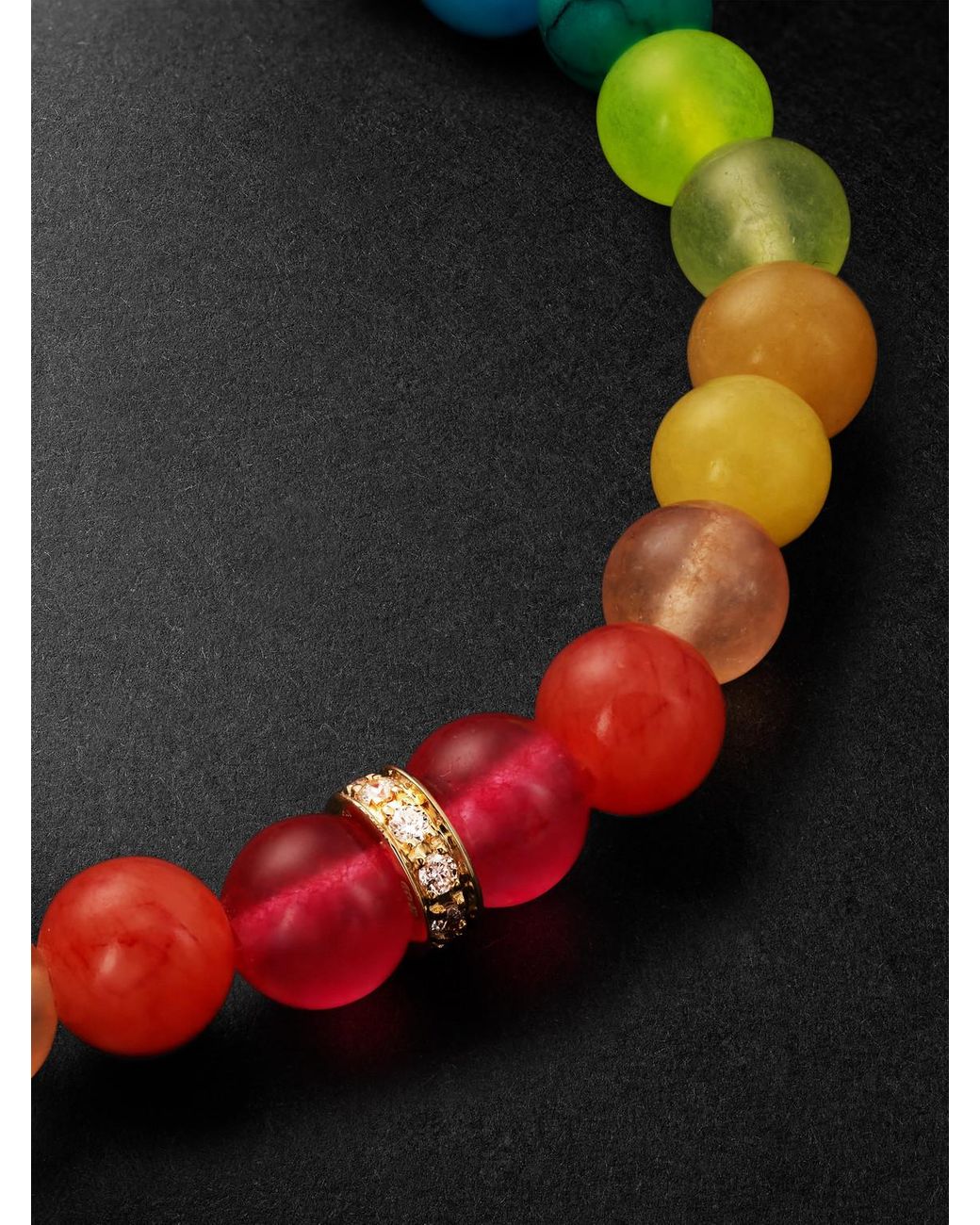 Sydney Evan Black 14-Karat, Jade And Diamond Beaded Bracelet for men