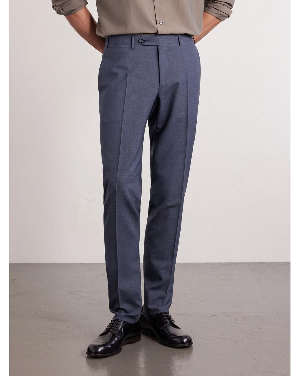 Canali Blue Straight-Leg Super 130S Wool Suit Trousers for men