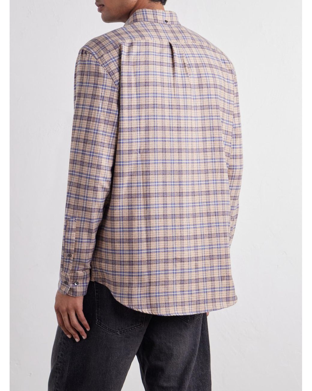 Portuguese Flannel Pink Cedar Checked Cotton-Flannel Shirt for men