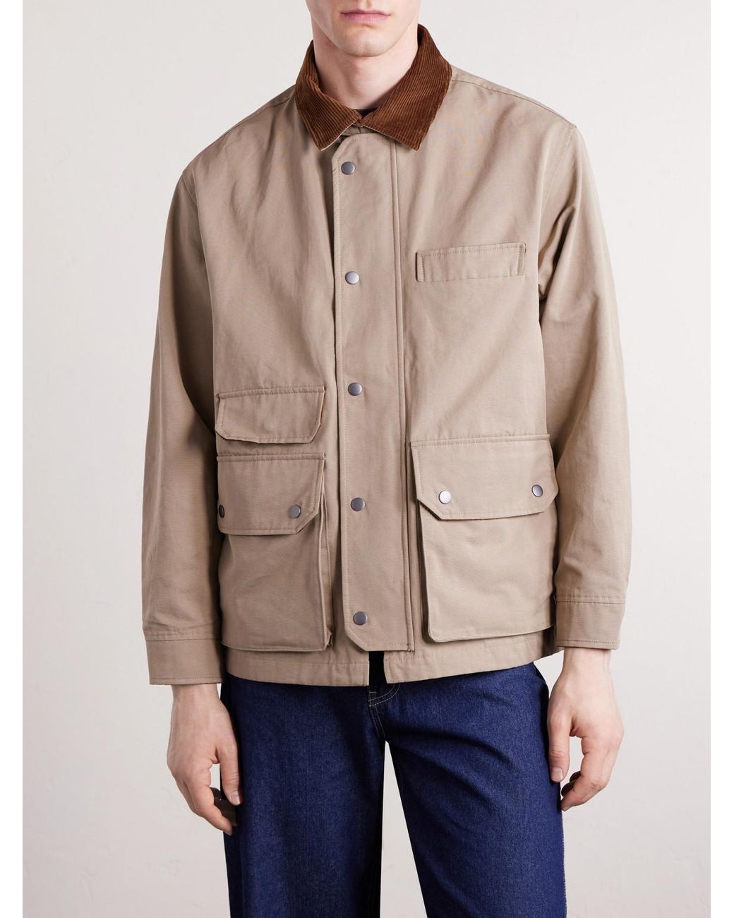 FRIZMWORKS Natural Royal Hunting Corduroy-trimmed Cotton-blend Jacket for men