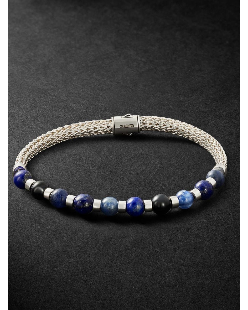 John Hardy Black Sterling Multi-Stone Beaded Bracelet for men