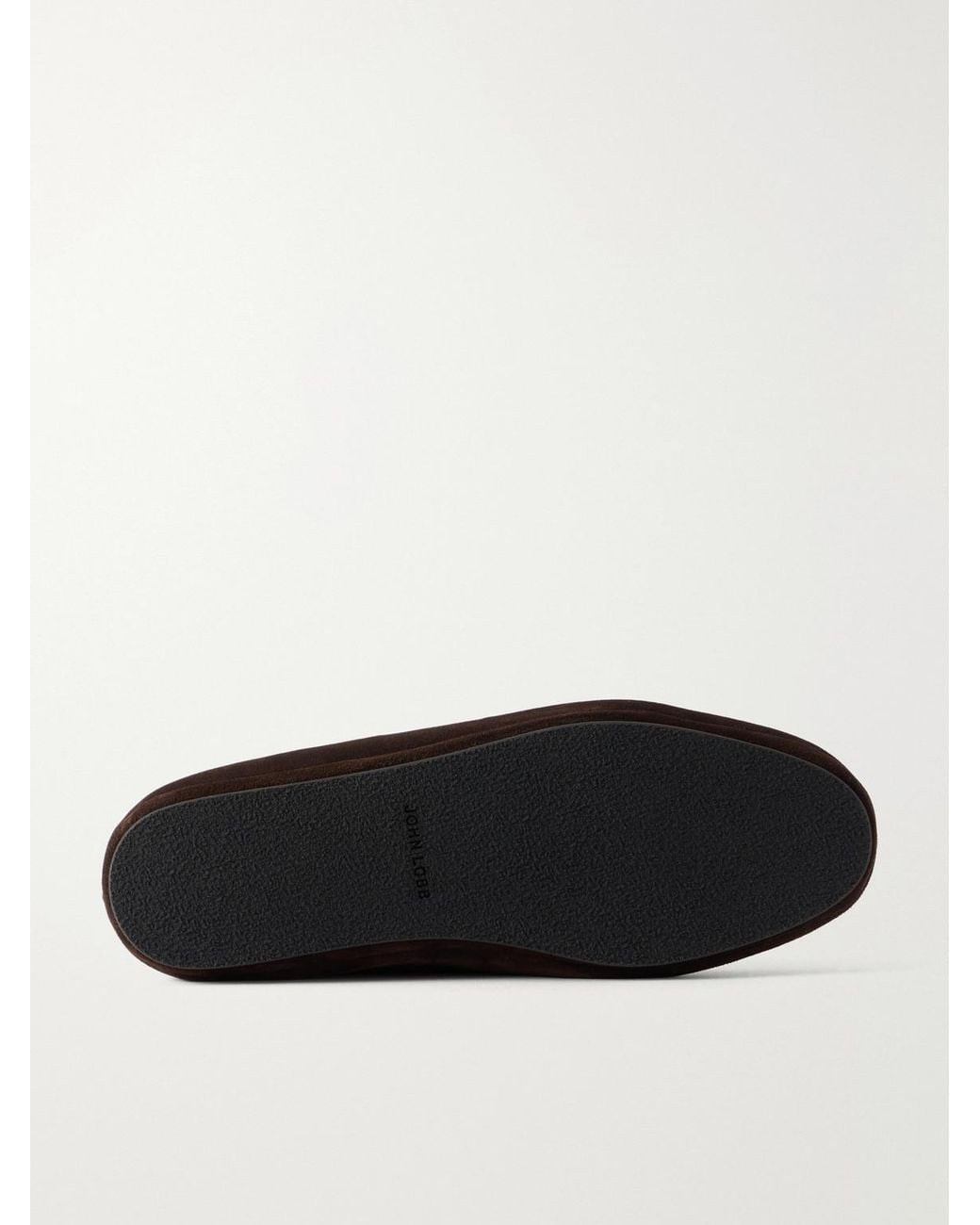 John Lobb White Kingstone Suede Slippers for men