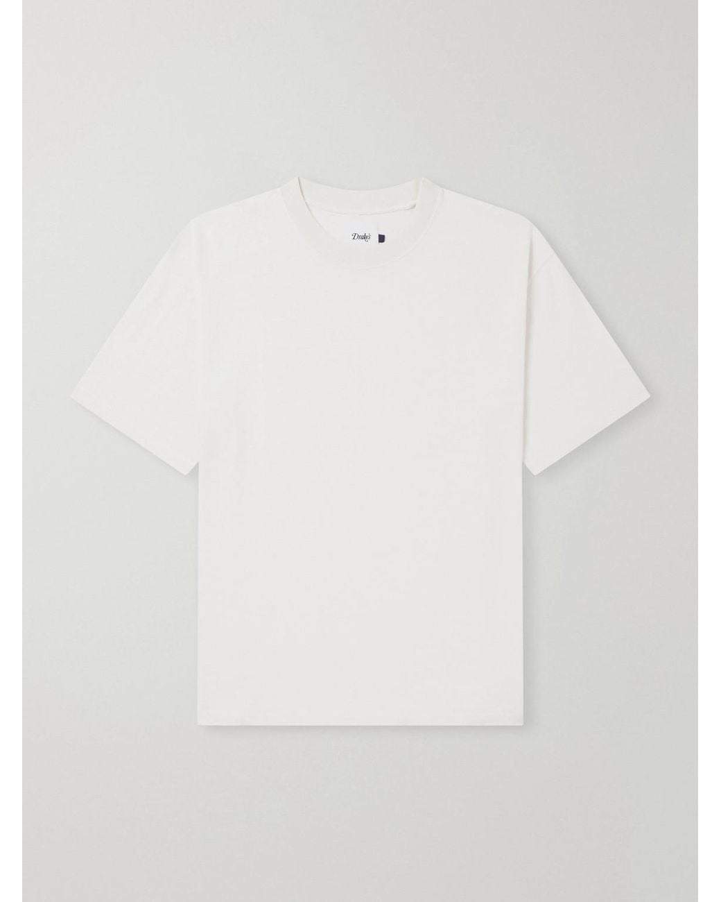 Drake's White Linen And Cotton-Blend Jersey T-Shirt for men
