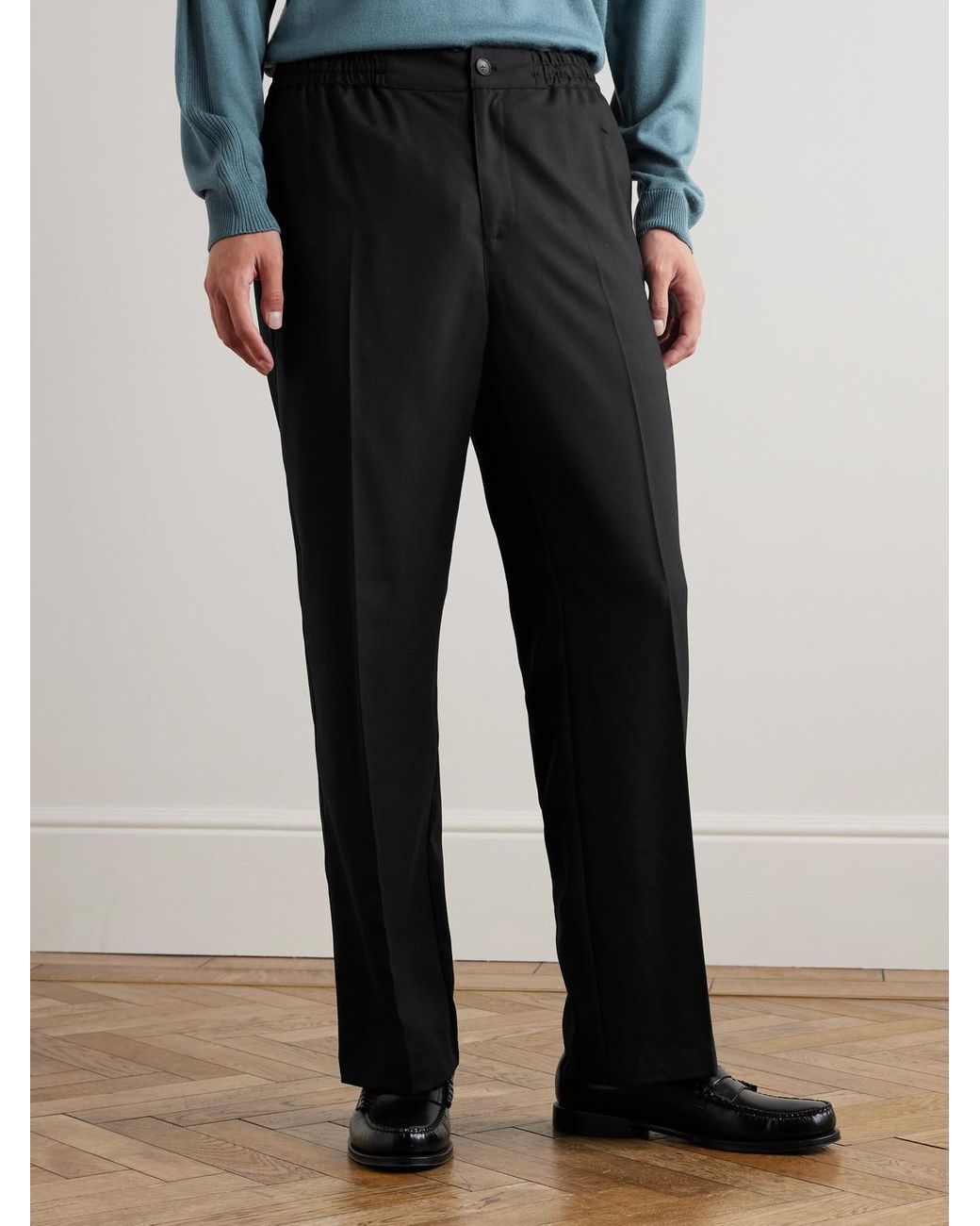 Mr P. Black Arthur Wide-Leg Woven Drawstring Trousers for men