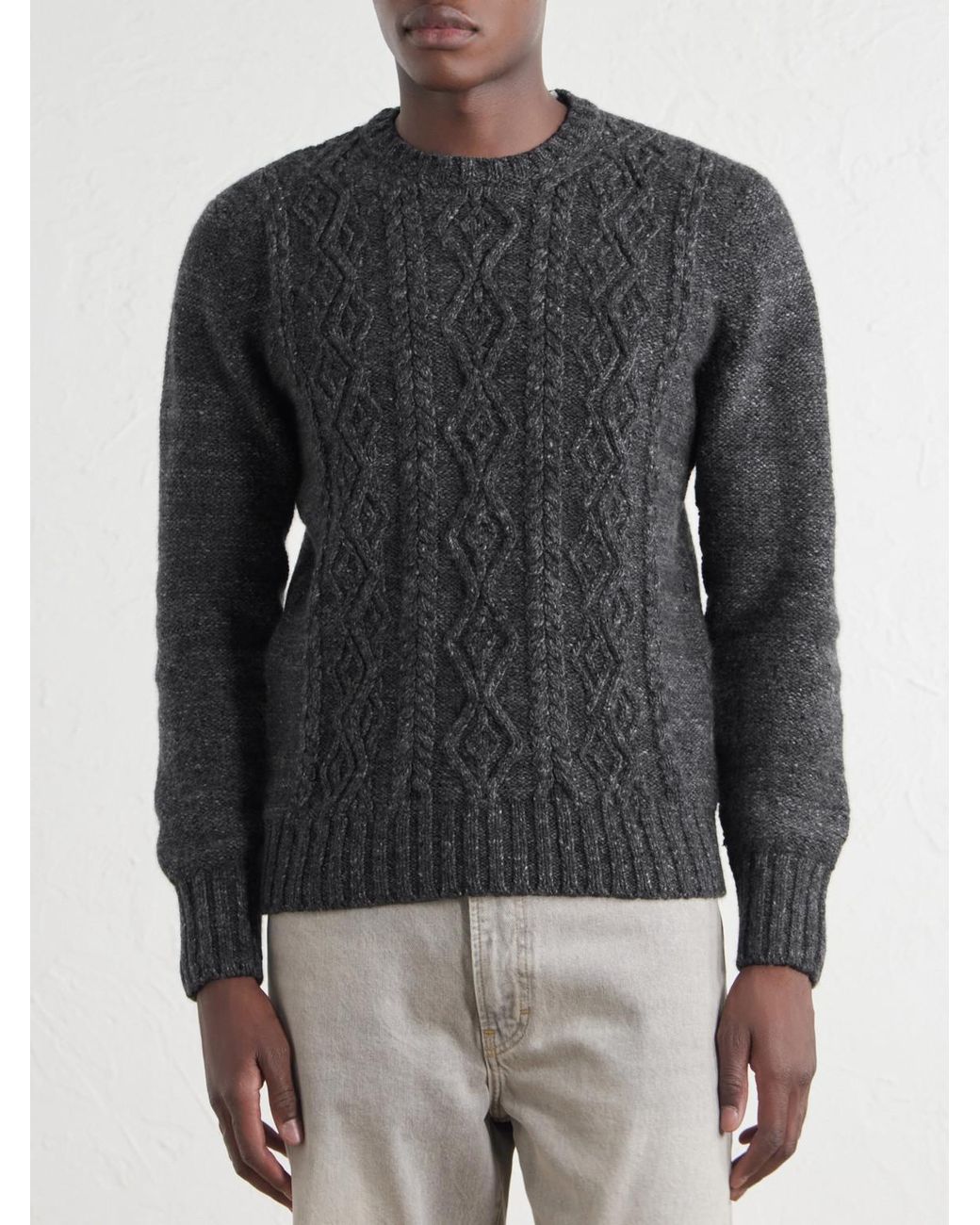 Inis Meáin Gray Aran Cashmere Sweater for men