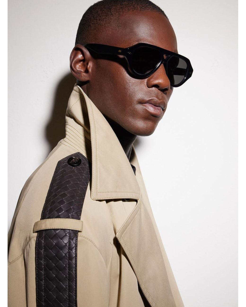 Bottega Veneta Black Bold Ribbon Stud Double-bridge Aviator-style Recycled-acetate Sunglasses for men