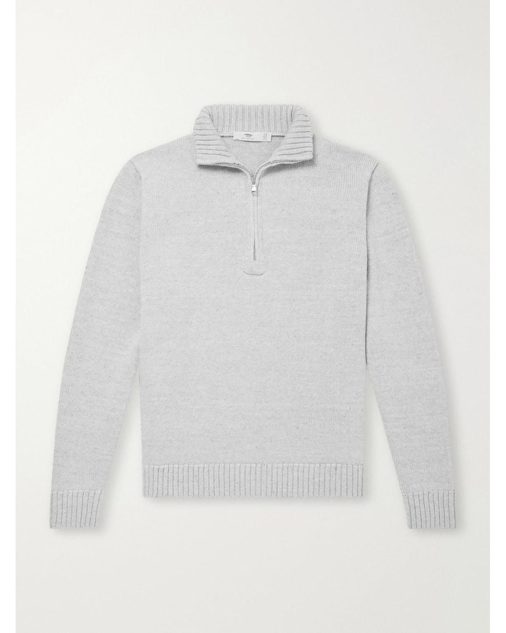 Inis Meáin White Wool And Linen-Blend Half-Zip Sweater for men