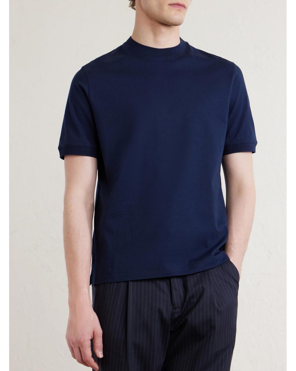 Canali Blue Cotton-Jersey T-Shirt for men