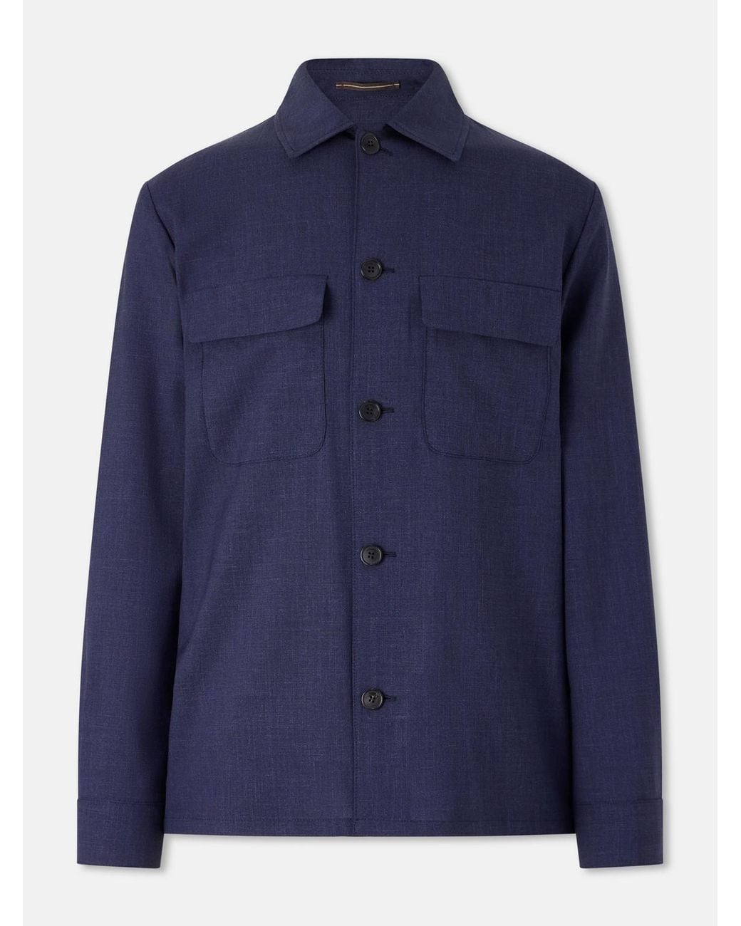 Slowear Blue Wool, Silk And Linen-Blend Overshirt for men