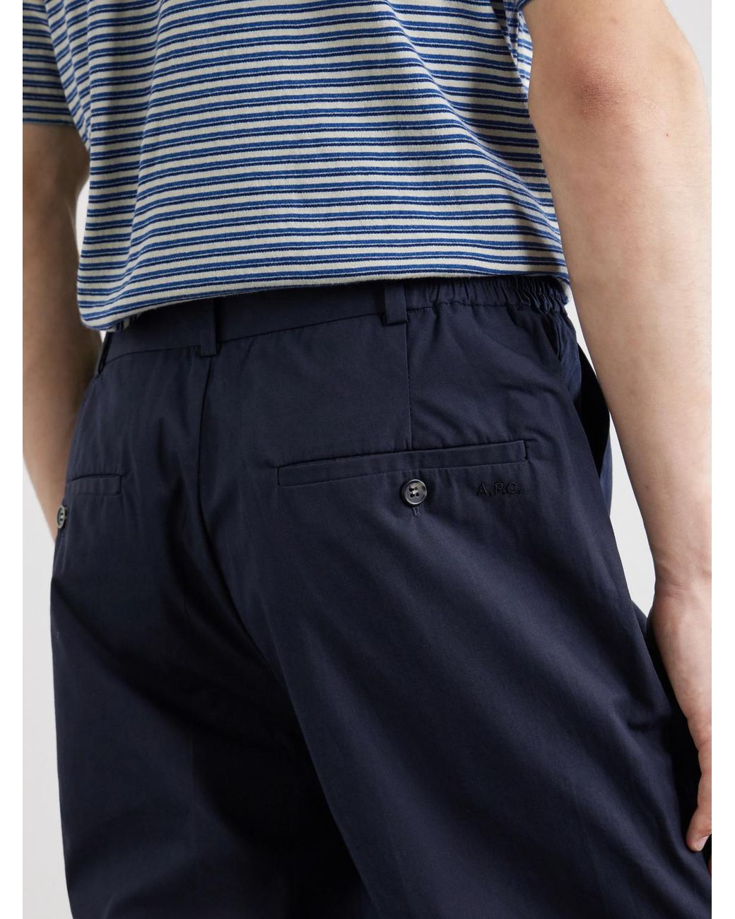 A.P.C. Blue Dylan Straight-leg Cotton-poplin Trousers for men