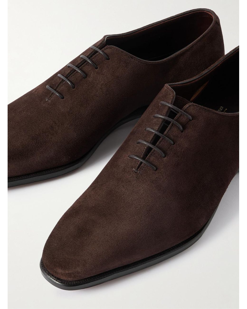 George Cleverley Brown Merlin Whole-Cut Suede Oxford Shoes for men