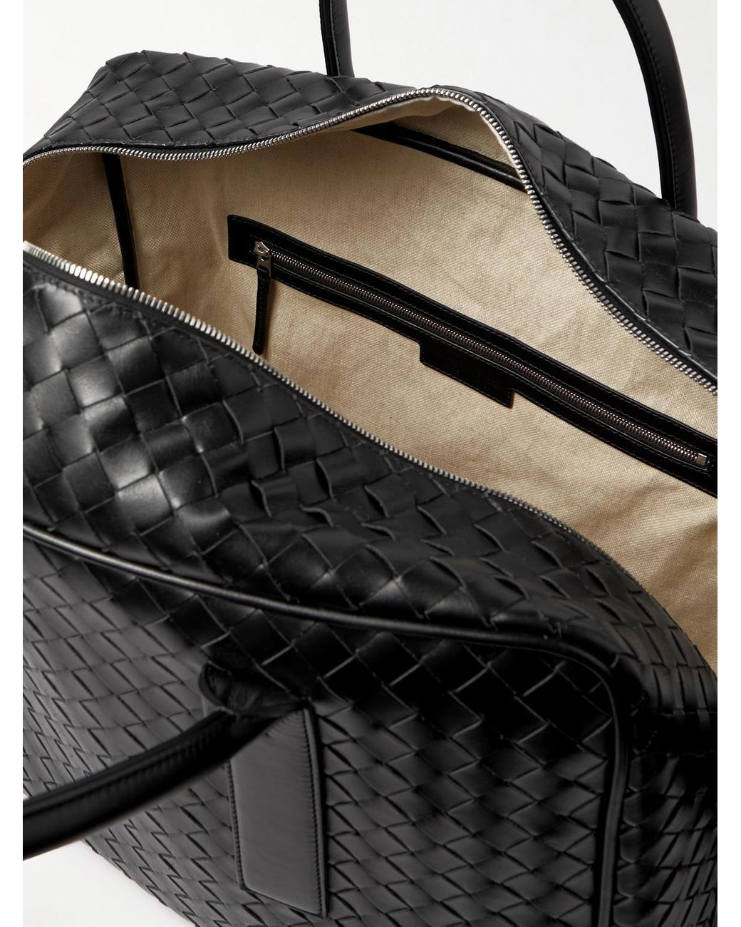 Bottega Veneta Black Intrecciato Leather Briefcase for men