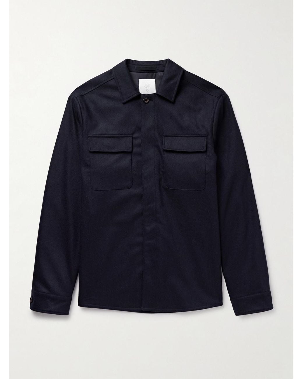 Eleventy Blue Wool-Blend Overshirt for men