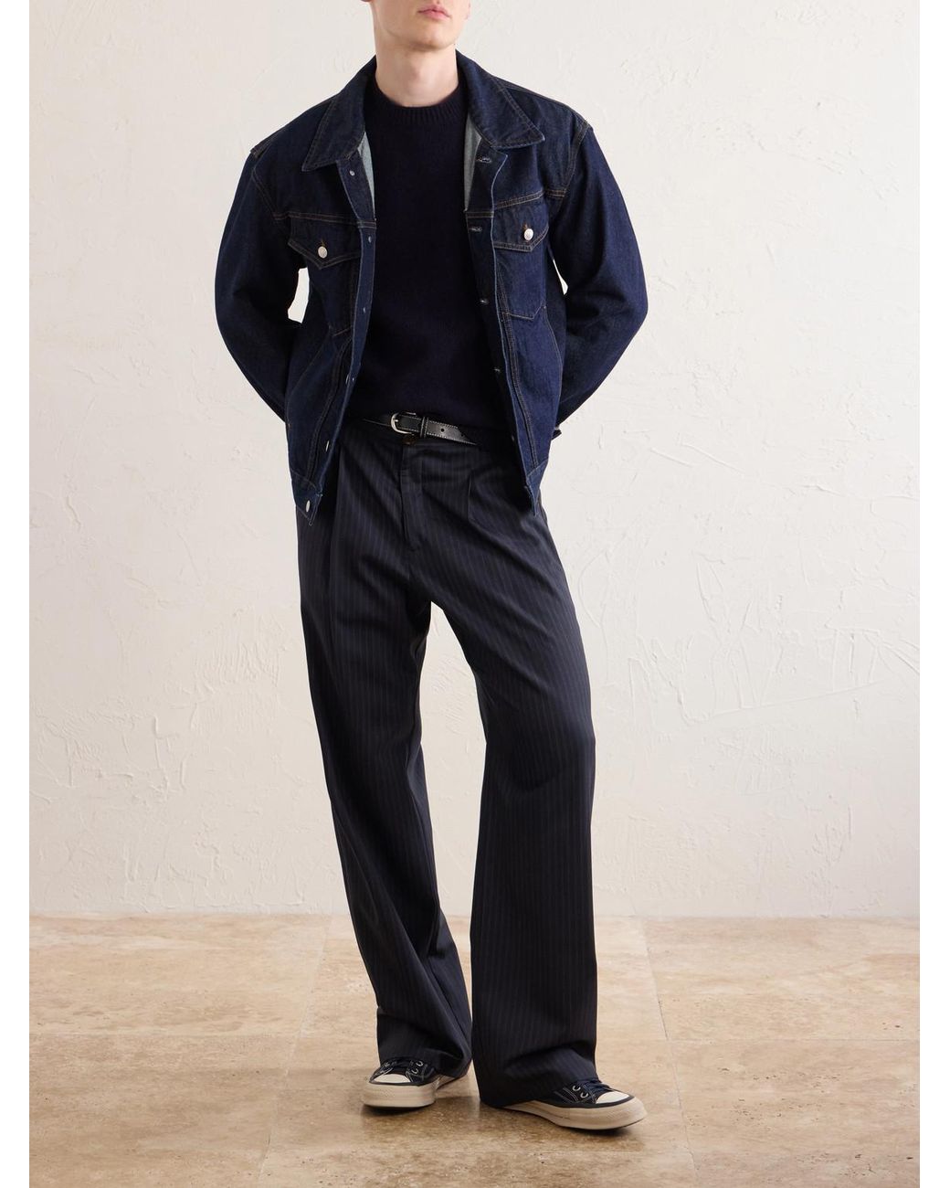 A.P.C. Blue Edmond Logo-Intarsia Wool Sweater for men