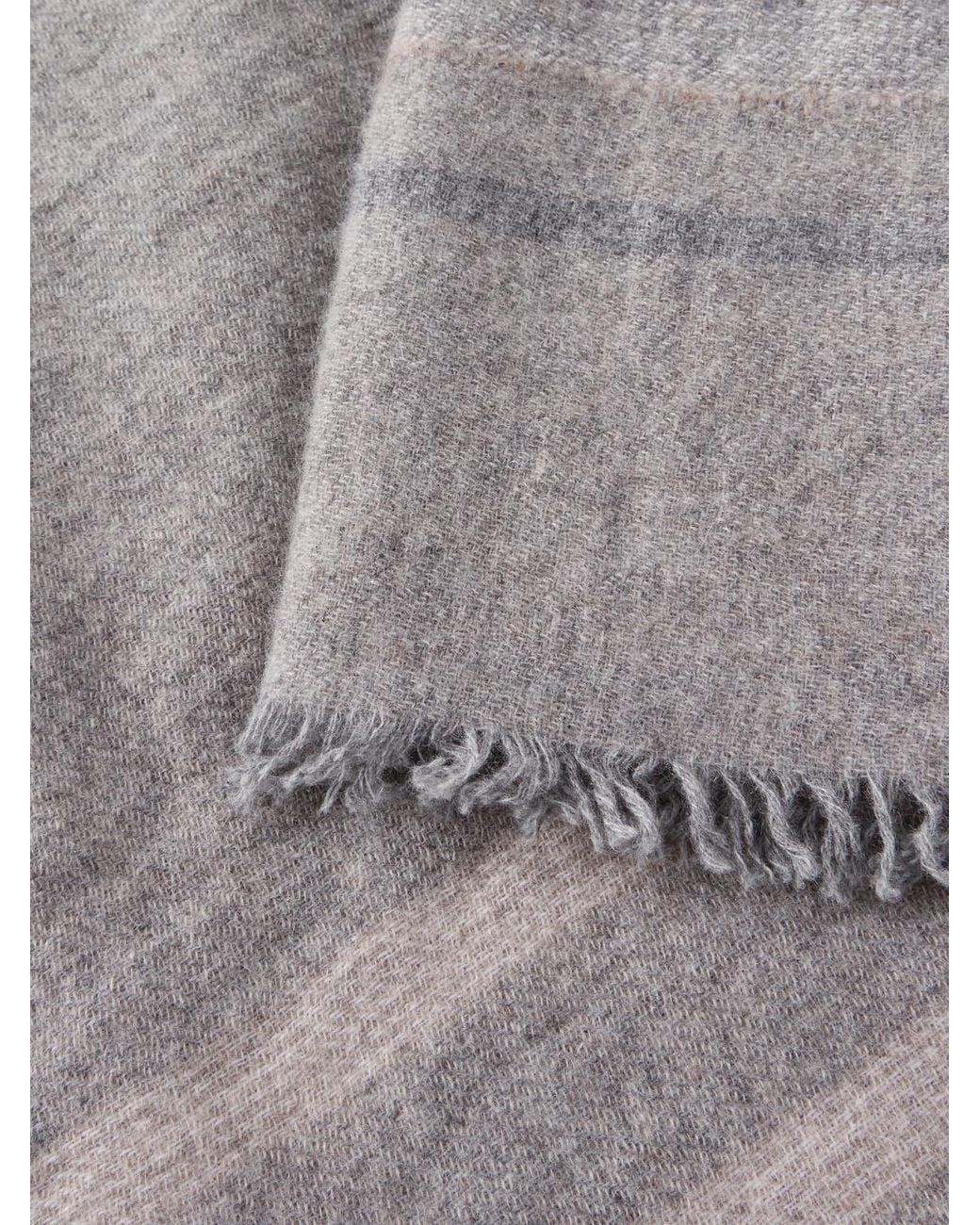 Johnstons Gray Kerrera Checked Cashmere Scarf for men