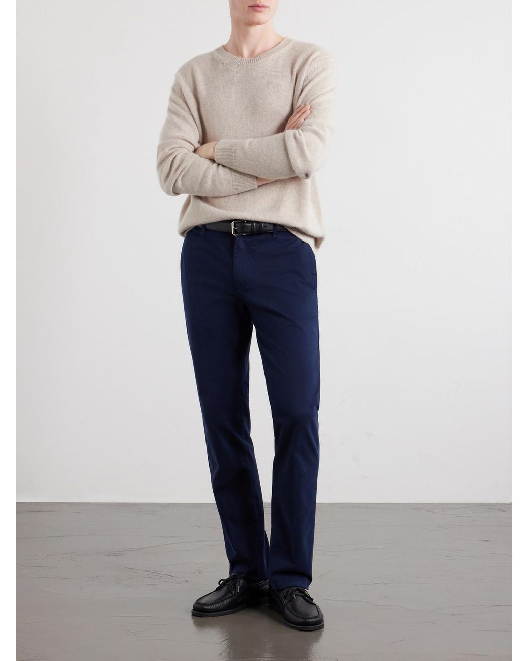 Massimo Alba Blue Winch Straight-leg Cotton-blend Twill Trousers for men