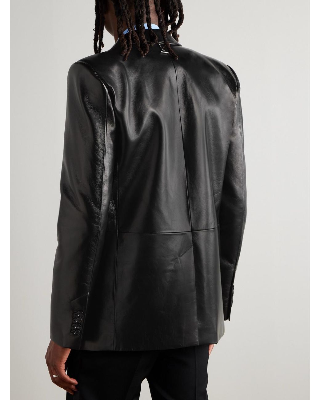 McQueen Black Leather Blazer for men