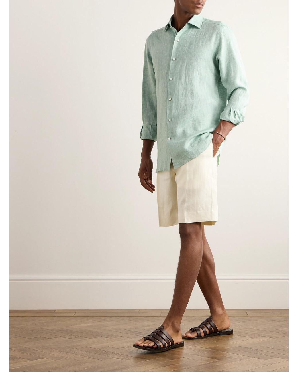 Zegna Natural Straight-Leg Oasi Linen Shorts for men