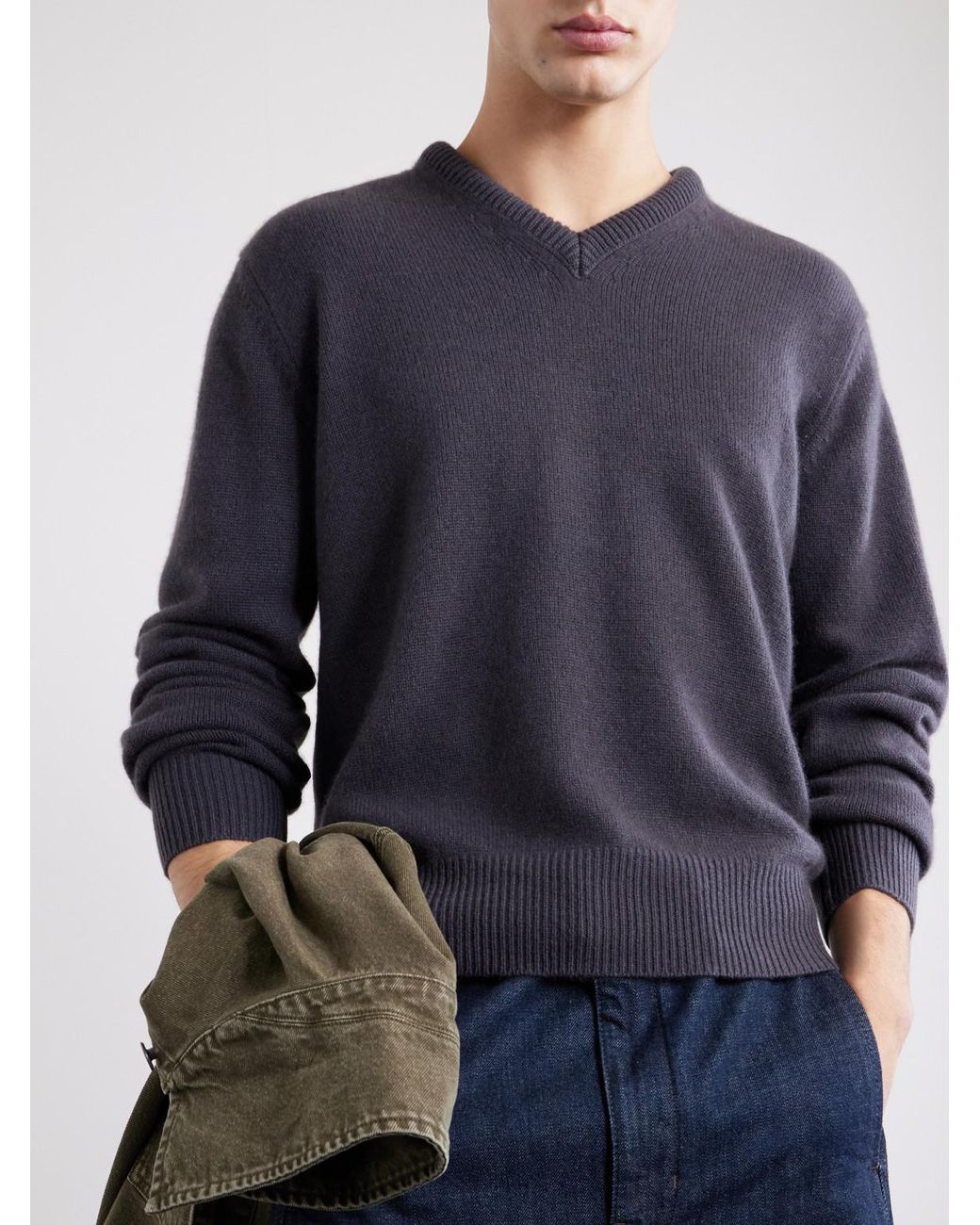 Lemaire Blue Cashmere Sweater for men