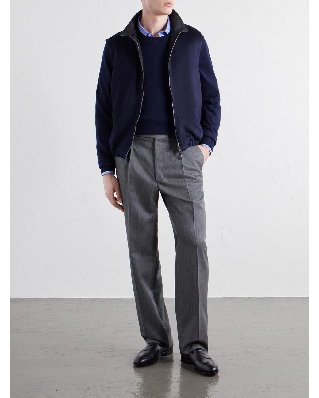 STÒFFA Blue Reversible Brushed-Cashmere Gilet for men