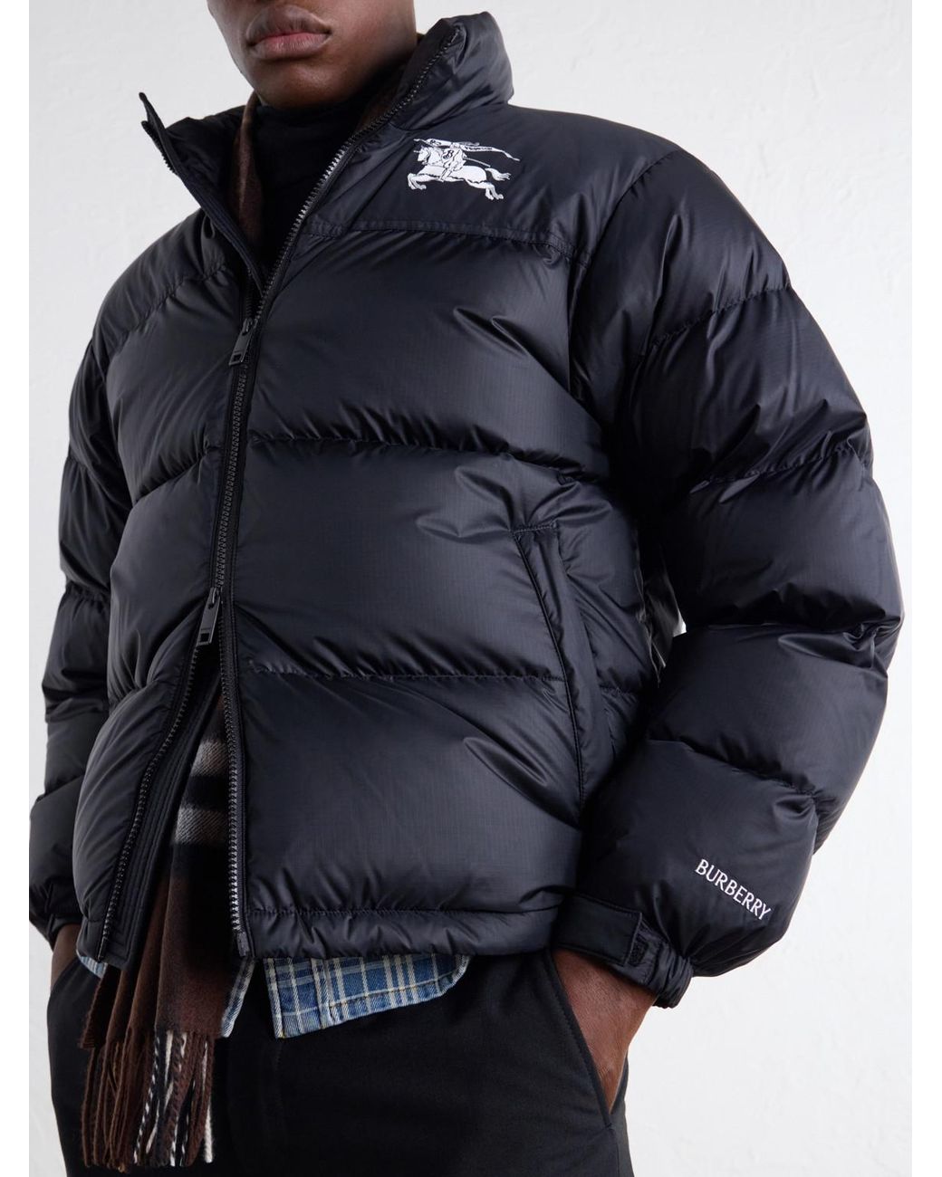 Burberry Black Highlands Logo-Embroidered Quilted Shell Down Jacket for men