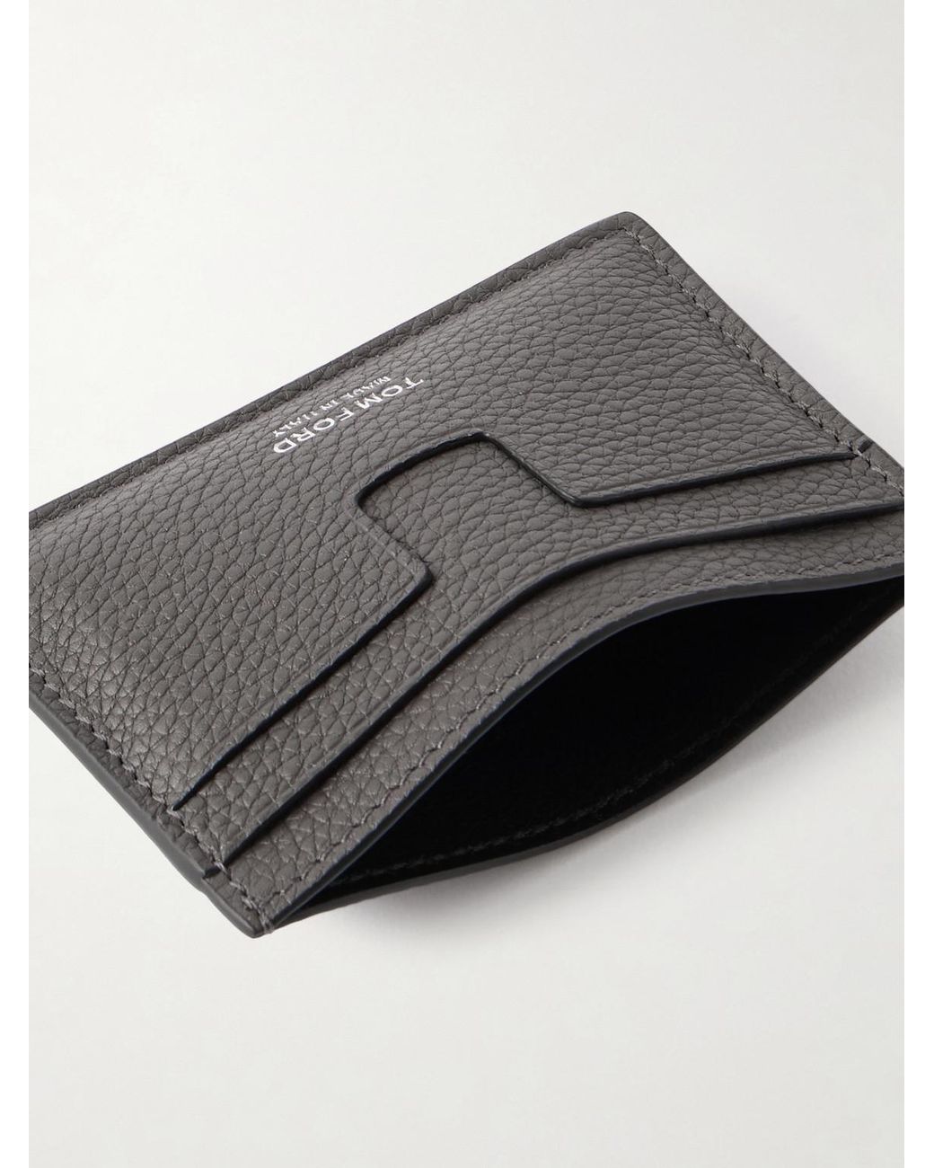 Tom Ford Gray Full-Grain Leather Cardholder for men