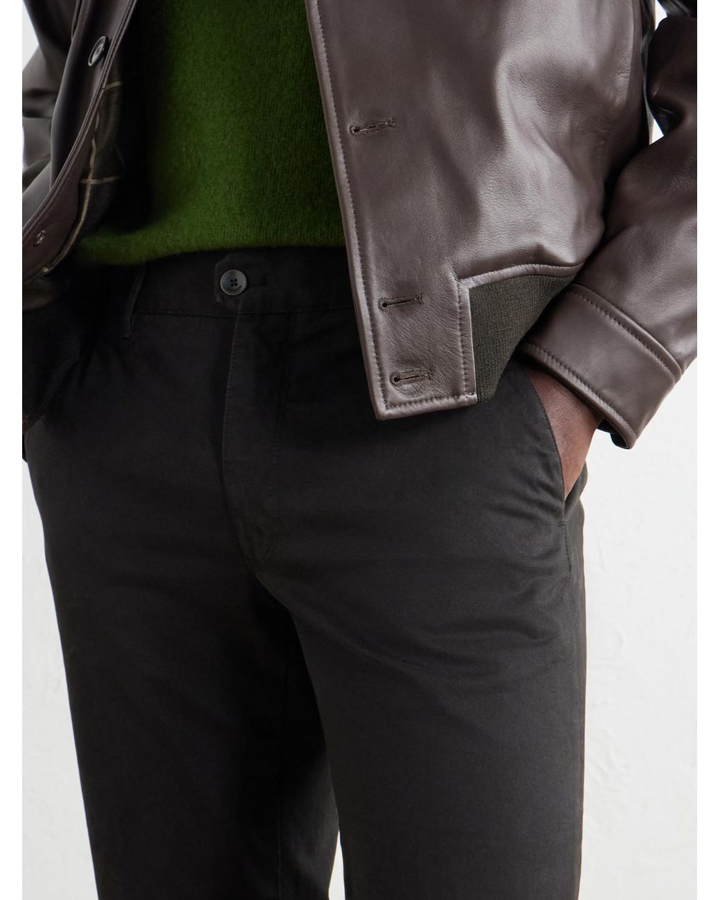 Slowear Black Incotex Straight-Leg Cotton-Blend Twill Trousers for men