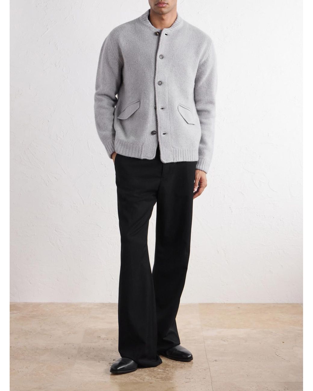 Slowear White Zanone Wool And Cashmere-blend Knitted Bomber Jacket for men