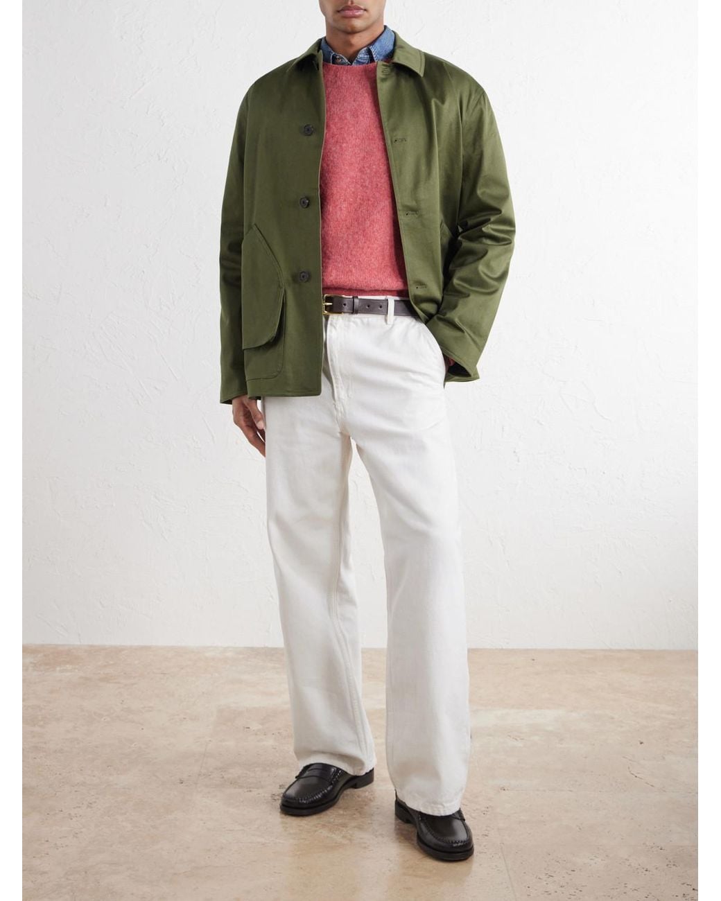 Drake's Pink Brushed Wool Sweater for men