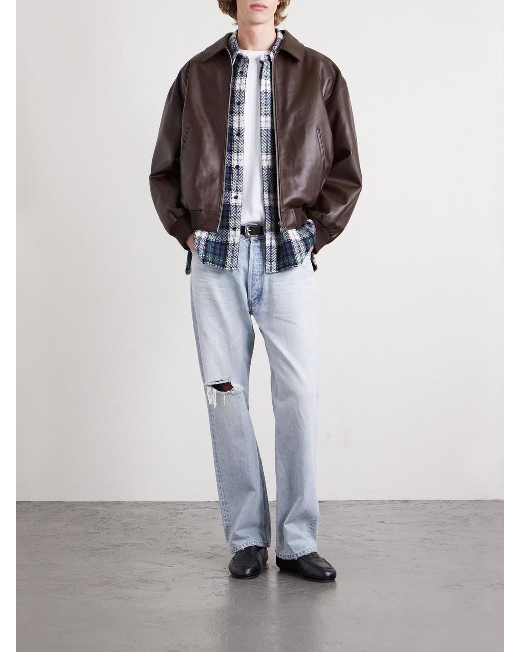 Leather Blouson Jacket di Céline in Brown da Uomo