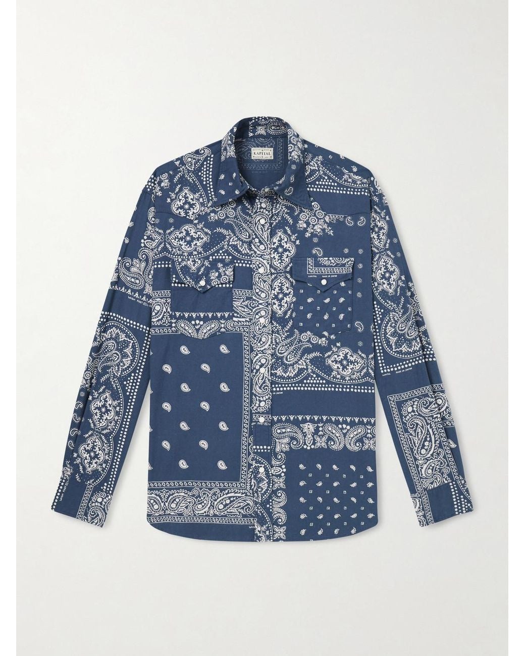 Kapital Blue Bandana-Print Cotton Shirt for men