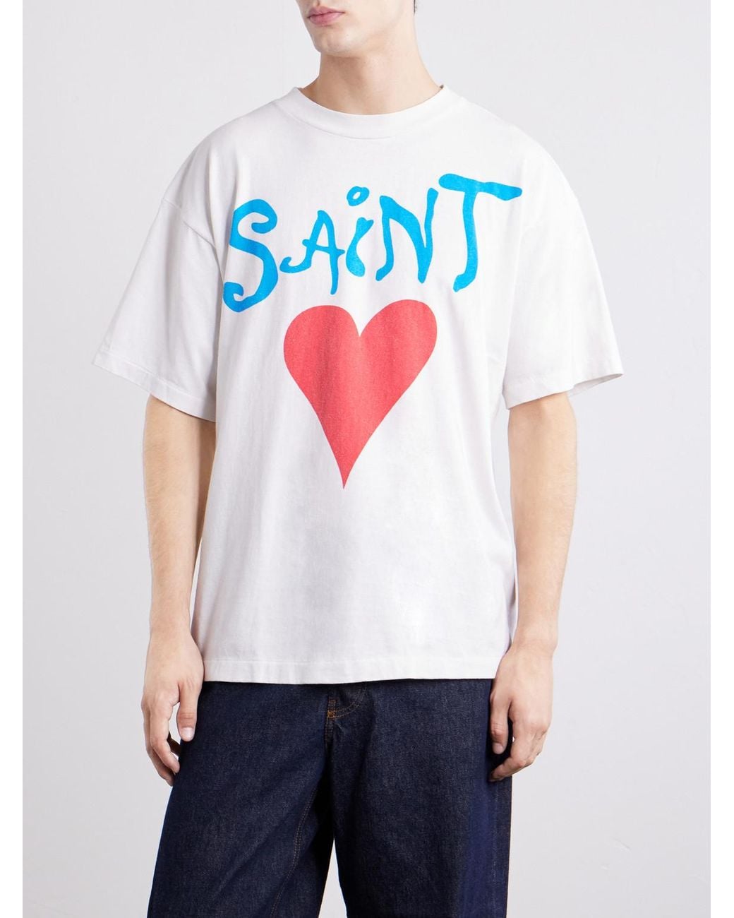 SAINT Mxxxxxx White Logo-Print Cotton-Jersey T-Shirt for men