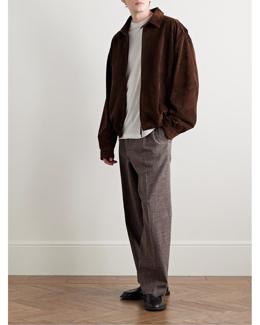 ジャケット・アウター THE ROW Curt Suede Bomber Jacket the-row-Brown-Ronan-Suede-