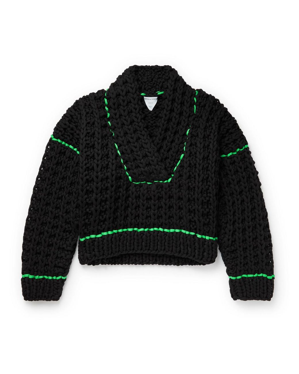 Bottega Veneta Contrast-detailed Waffle-knit Sweater in Black for 