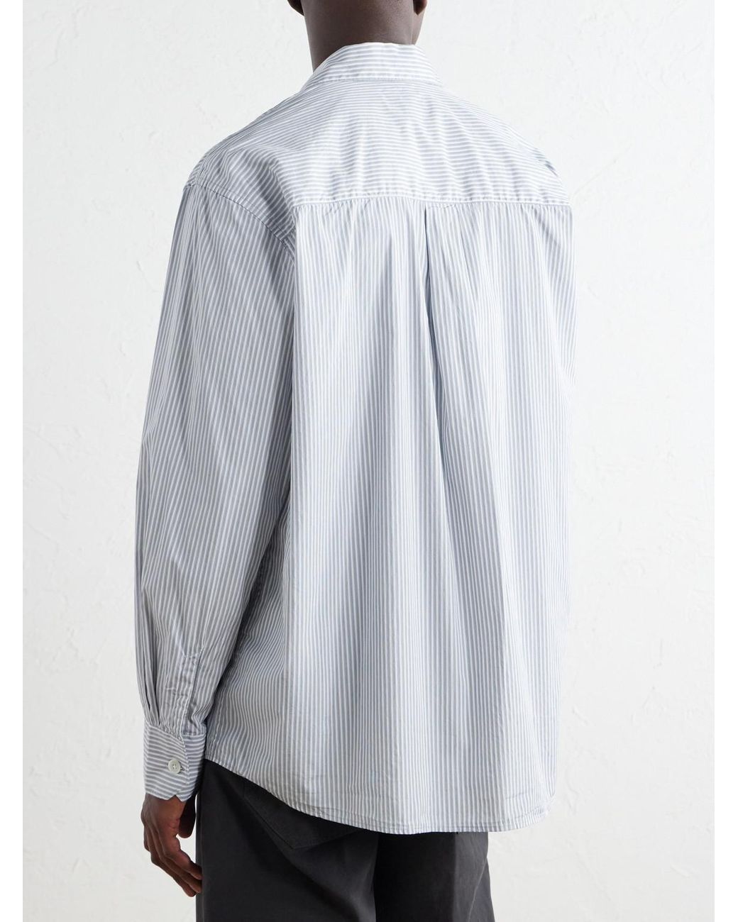 Our Legacy White Above Striped Cotton-Poplin Shirt for men