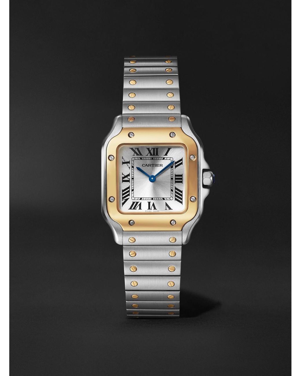 Cartier Black Santos De Small Interchangeable Stainless Steel And 18-Karat Watch, Ref. W2Sa0033 for men