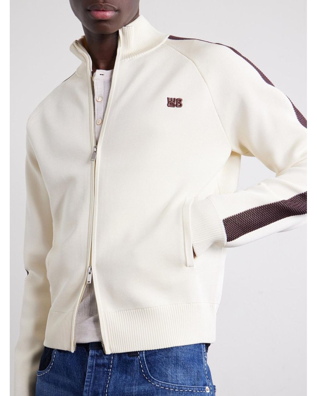 Wales Bonner Natural Tide Logo-Embroidered Knitted Jacket for men