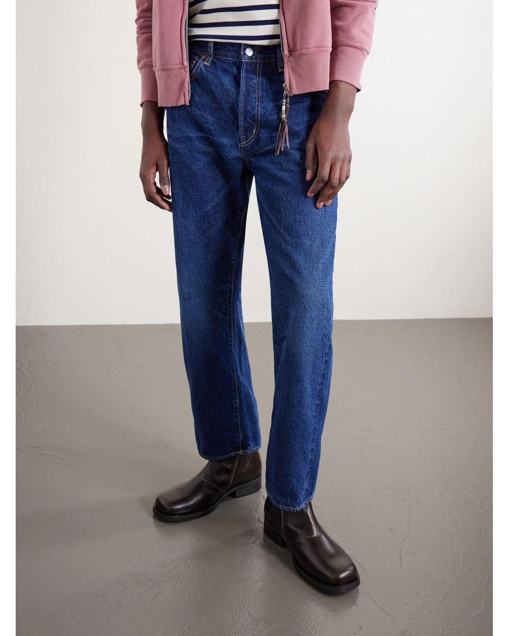 Remi Relief Blue 1954 Straight-leg Cropped Distressed Jeans for men